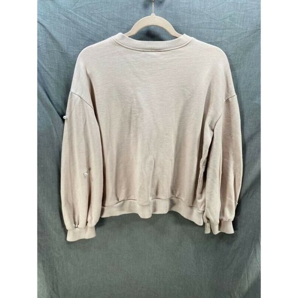 Zara Trafaluc Shirt Women Small Beige Pearls Beads Long Sleeve Pullover Ladies. - Picture 5 of 8